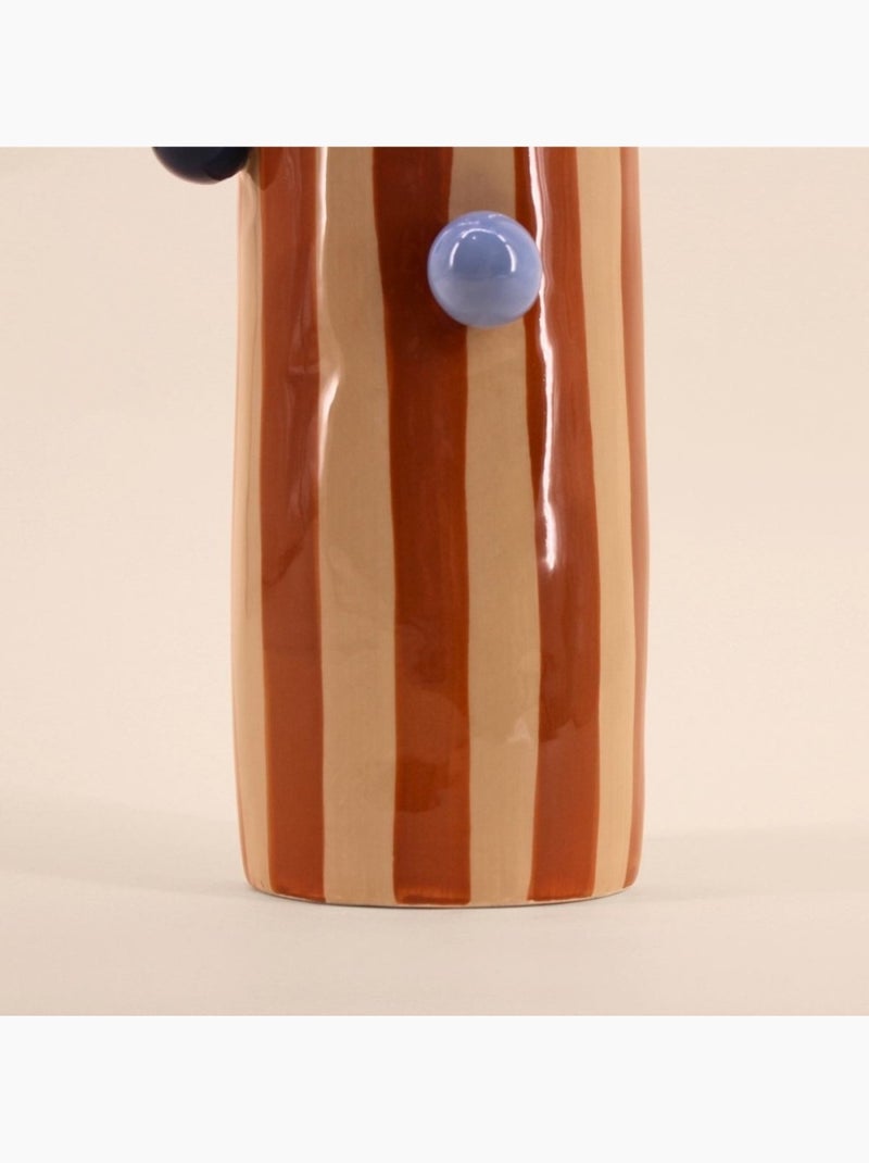 Vase rayé orange et blanc avec perles, H31cm Orange - Kiabi