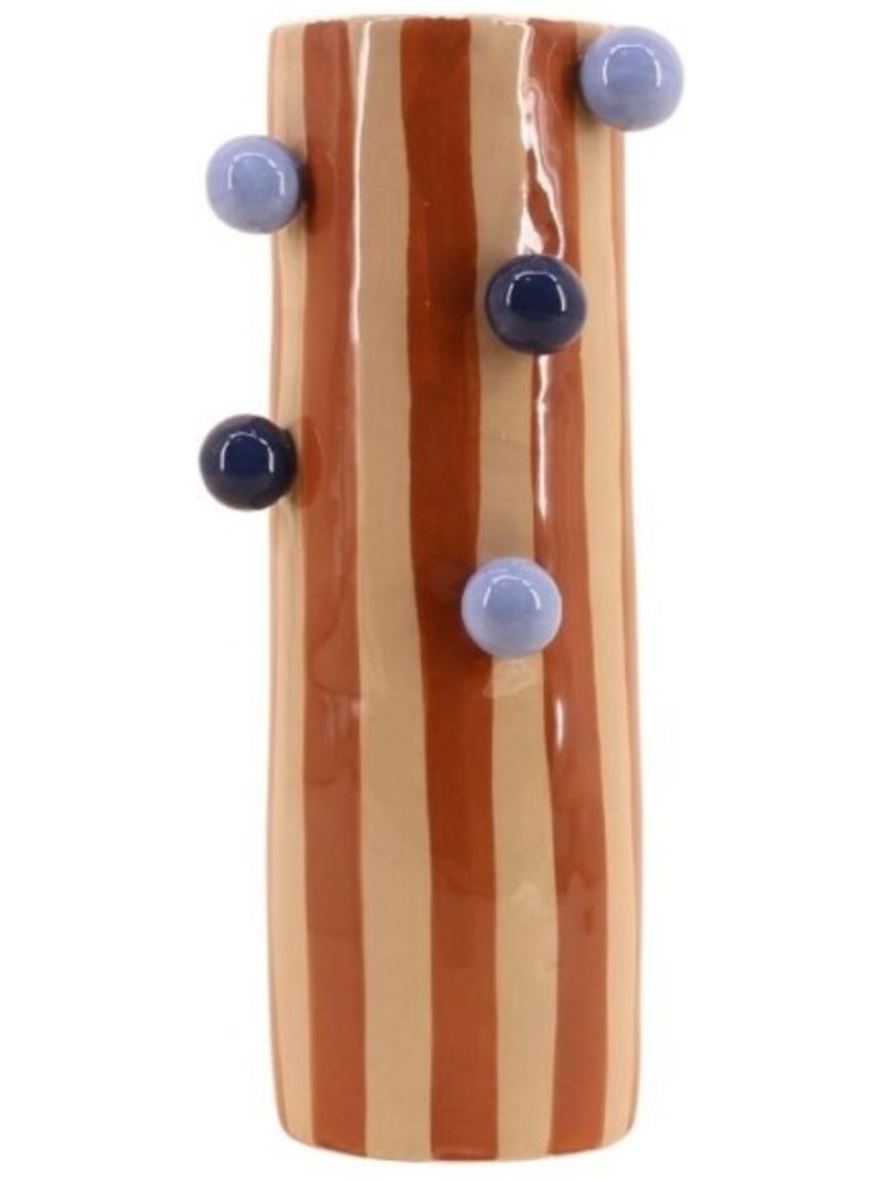 Vase rayé orange et blanc avec perles, H31cm Orange - Kiabi