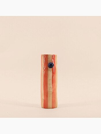 Vase rayures et perles rayé orange 20cm
