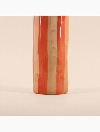 Vase rayures et perles rayé orange 20cm