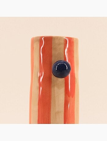 Vase rayures et perles rayé orange 20cm