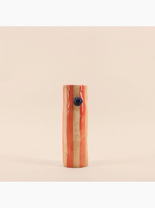Vase rayures et perles rayé orange 20cm - Kiabi