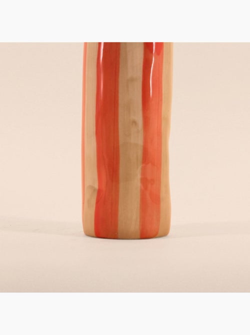 Vase rayures et perles rayé orange 20cm - Kiabi