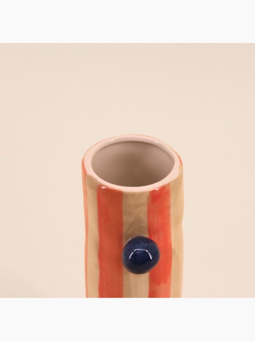 Vase rayures et perles rayé orange 20cm - Kiabi