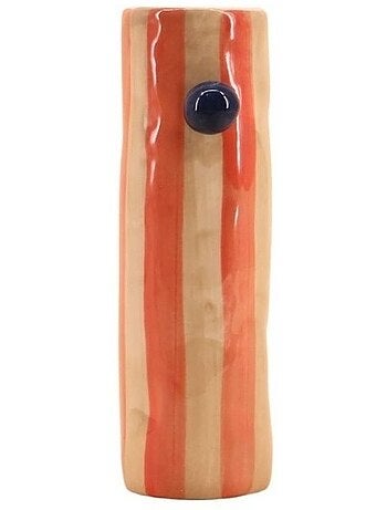 Vase rayures et perles rayé orange, H20cm