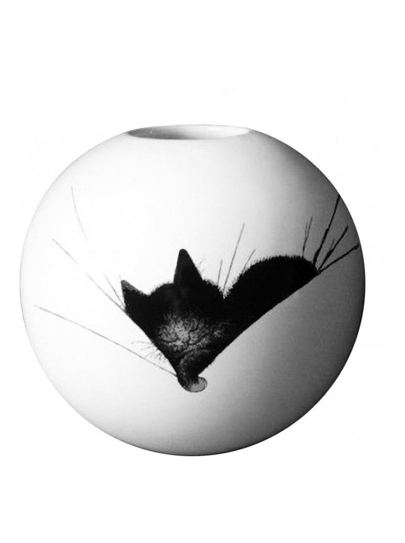Vase rond en céramique chat Blanc - Kiabi