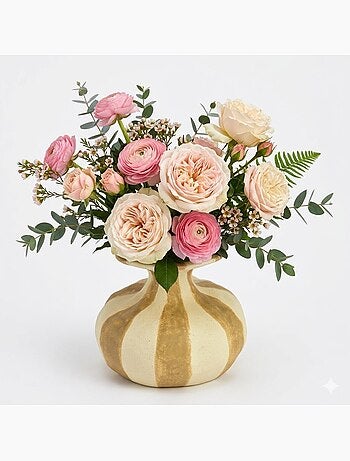 Vase rond en céramique rayé