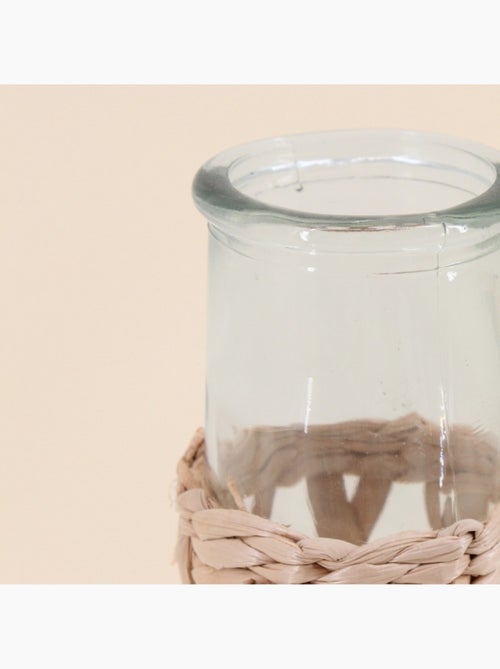 Vase rond en verre et fibres naturelles 34cm - Kiabi