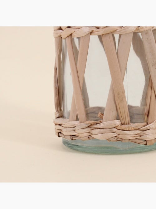 Vase rond en verre et fibres naturelles 34cm - Kiabi
