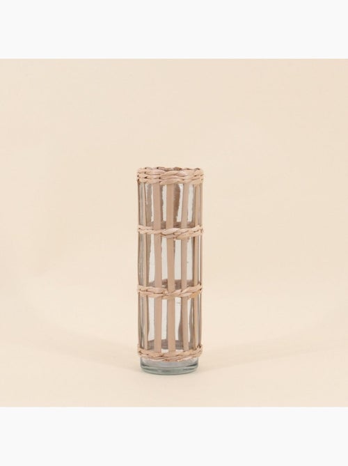 Vase rond en verre et fibres naturelles, H19cm - Kiabi Vase rond en verre et fibres naturelles, H19cm - Kiabi