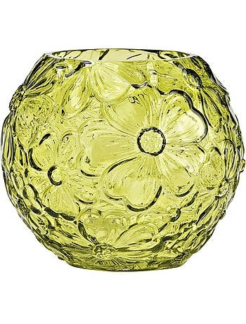 Vase rond en verre transparent Fleurs