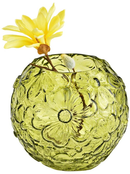 Vase rond en verre transparent Fleurs - Kiabi
