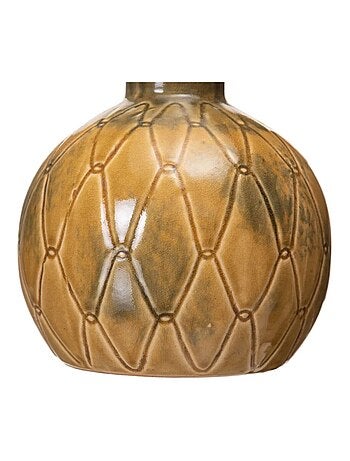 Vase rond moutarde patiné