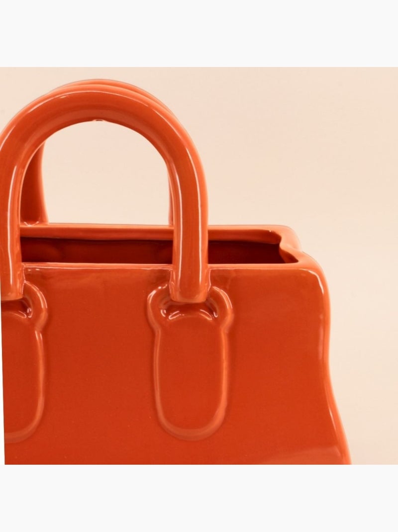 Vase sac à main en céramique, H25cm Orange - Kiabi