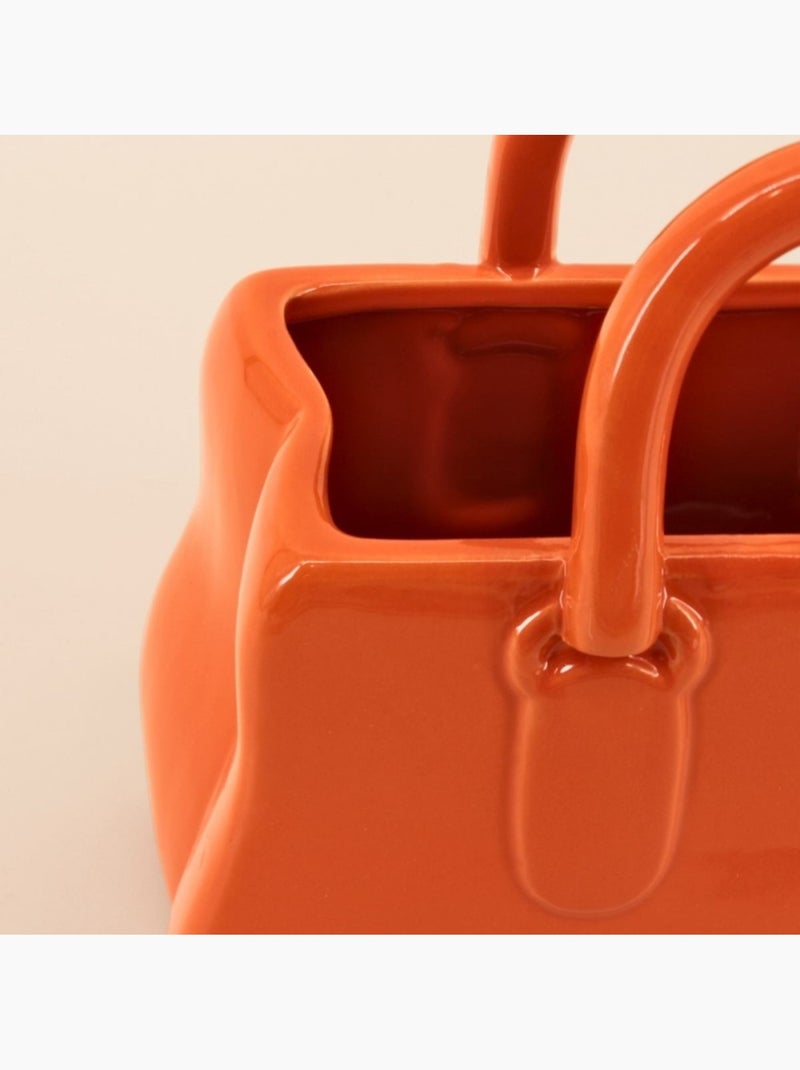 Vase sac à main en céramique, H25cm Orange - Kiabi