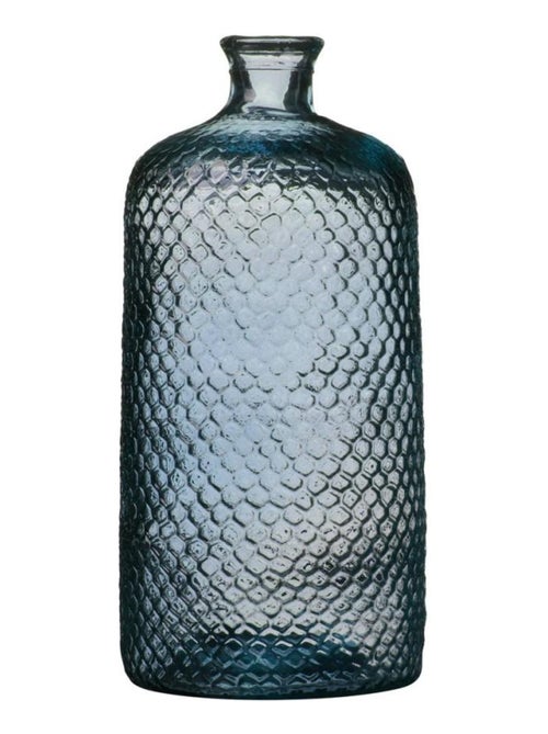 Vase Serena verre recyclé bleu 7L D18.5 H42 - Kiabi
