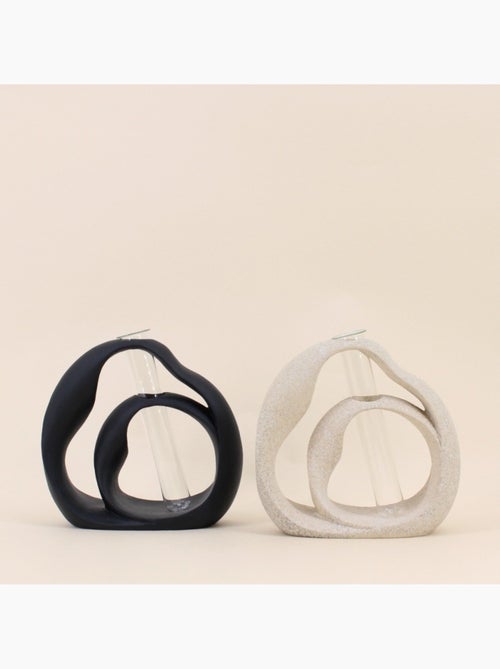 Vase soliflore structure en résine 22cm - Kiabi
