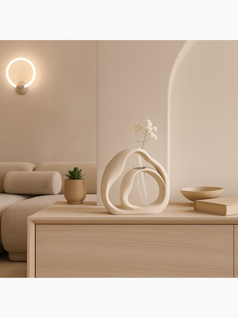 Vase soliflore structure en résine, H22cm Beige - Kiabi