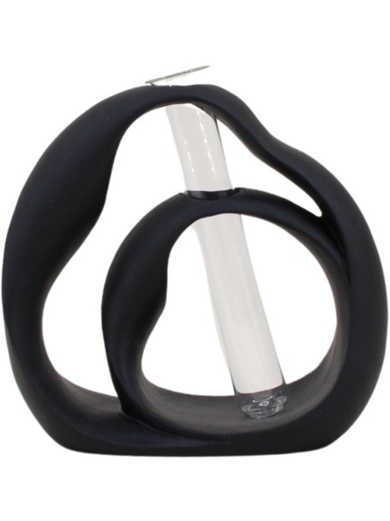 Vase soliflore structure en résine, H22cm Noir - Kiabi