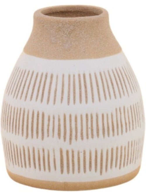 Vase terracotta et blanc 12x10cm - Kiabi