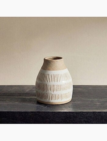 Vase terracotta et blanc, H12cm