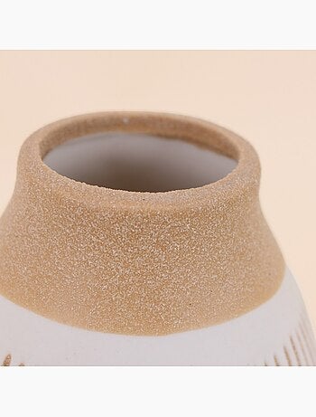 Vase terracotta et blanc, H12cm