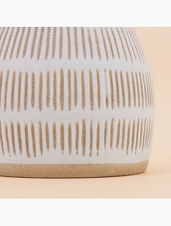Vase terracotta et blanc, H12cm