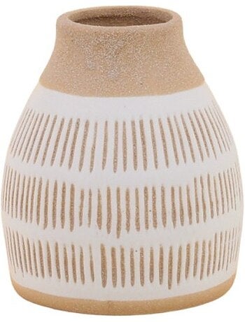 Vase terracotta et blanc, H12cm
