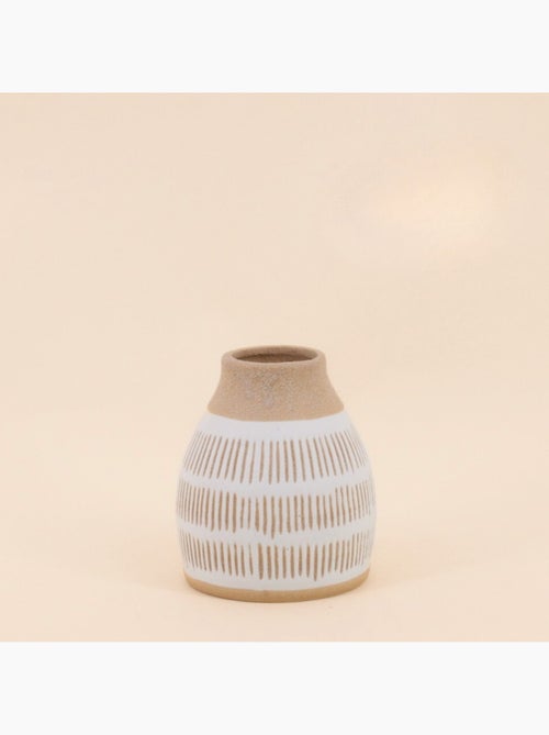 Vase terracotta et blanc, H12cm - Kiabi Vase terracotta et blanc, H12cm - Kiabi