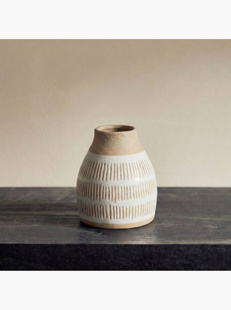 Vase terracotta et blanc, H12cm Terre cuite - Kiabi