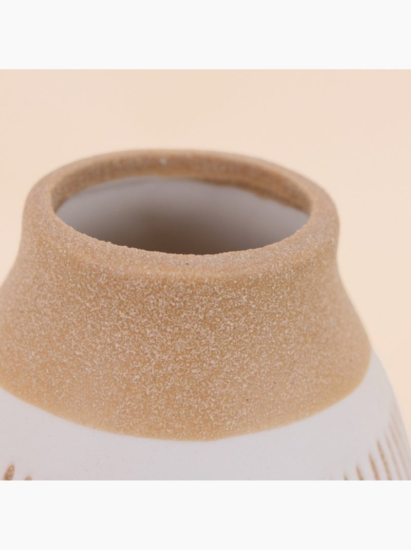 Vase terracotta et blanc, H12cm Terre cuite - Kiabi