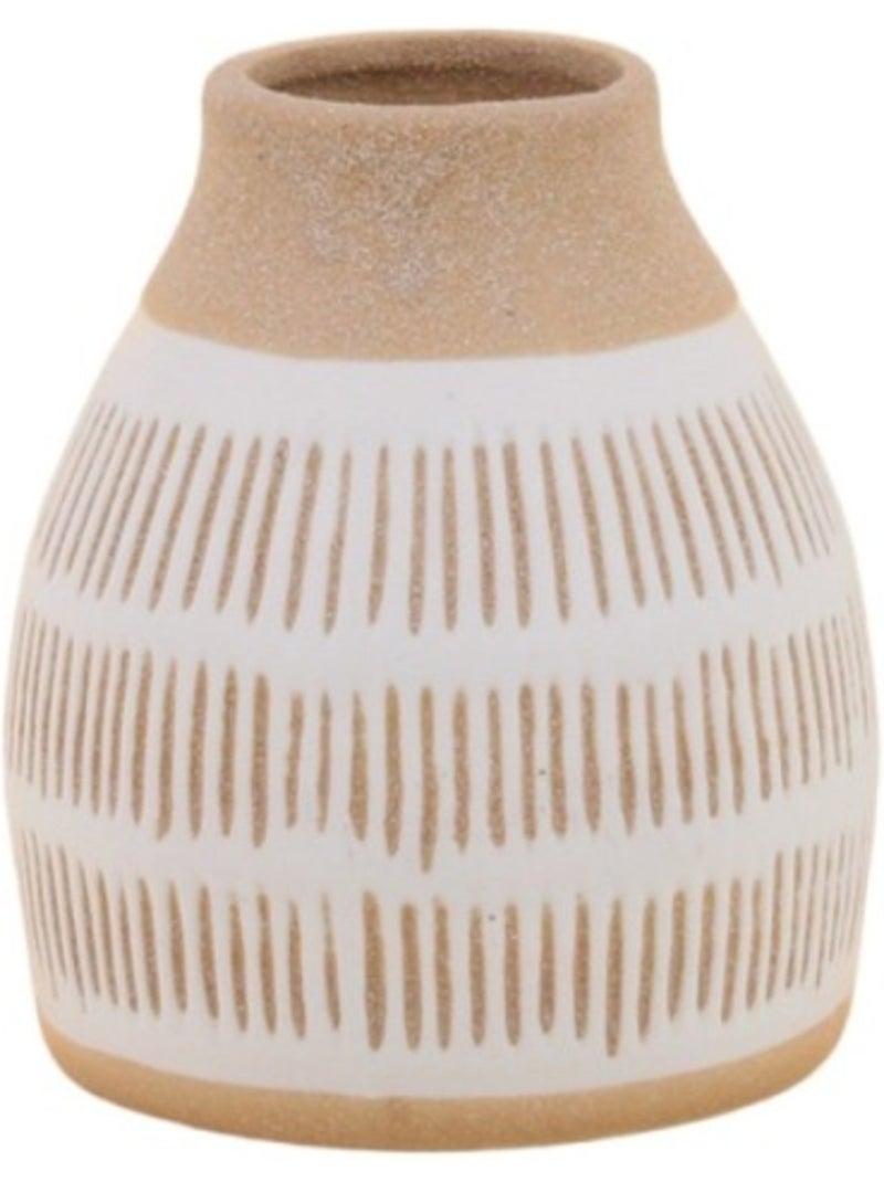 Vase terracotta et blanc, H12cm Terre cuite - Kiabi