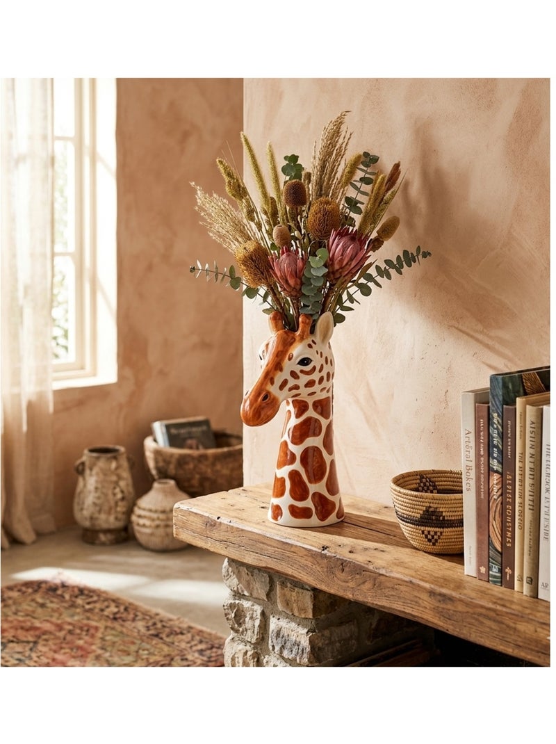 Vase Tête de Girafe en Céramique Marron - Kiabi