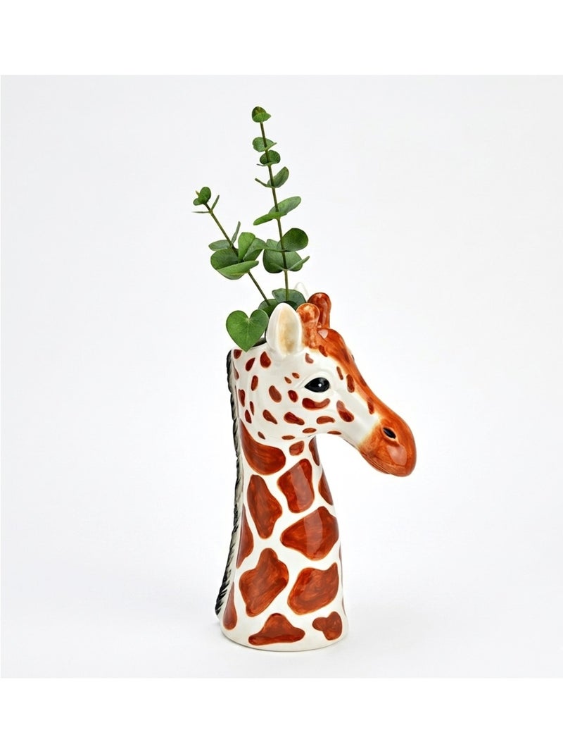 Vase Tête de Girafe en Céramique Marron - Kiabi