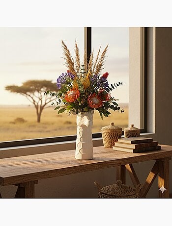 Vase tête de girafe finition sable 14x26x12cm