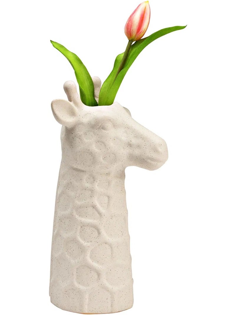 Vase tête de girafe finition sable 14x26x12cm Beige - Kiabi