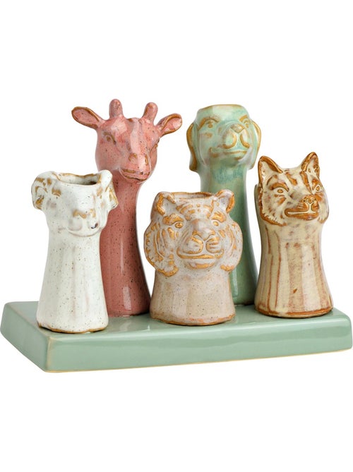 Vase tetes d animaux en faience - Kiabi