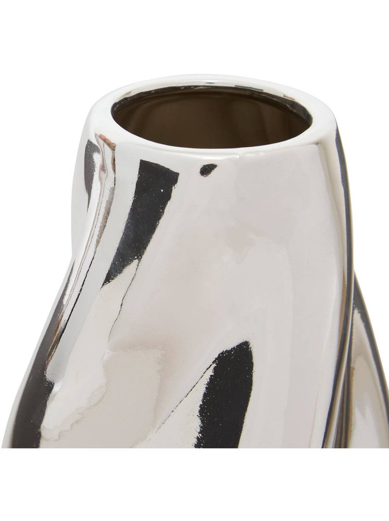 Vase torsadé compact en dolomite émaillée SKY Argent - Kiabi