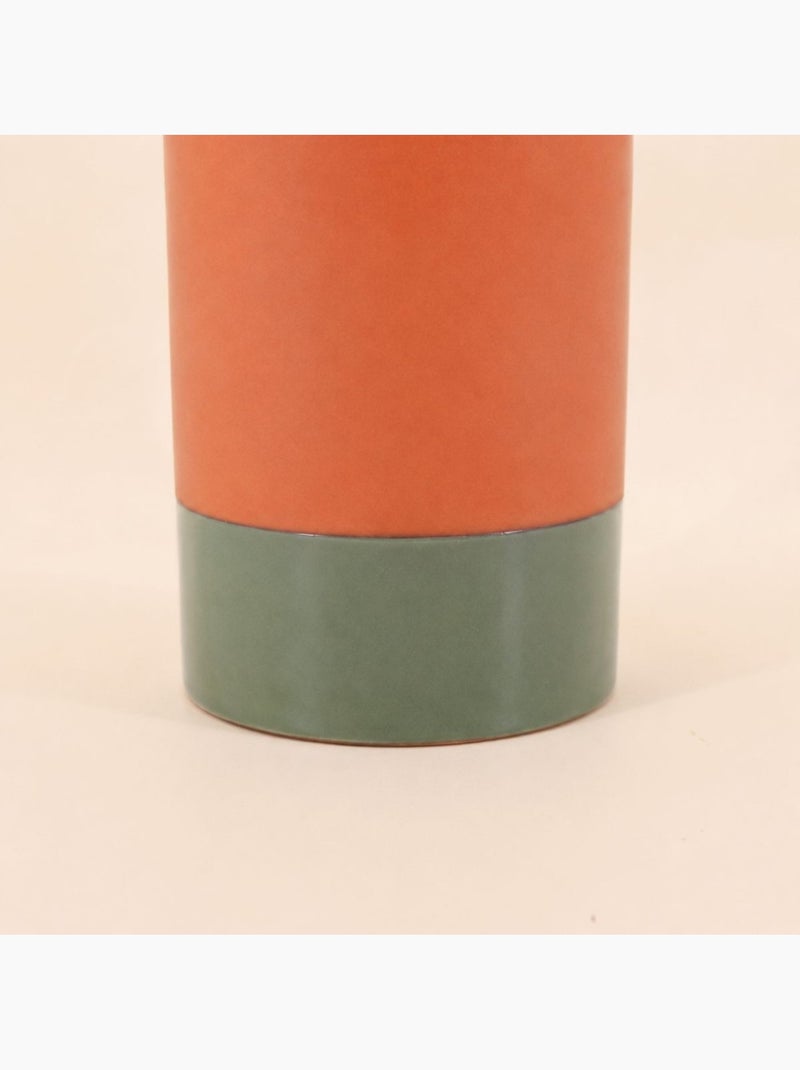 Vase tube en céramique bicolore 17cm Vert - Kiabi