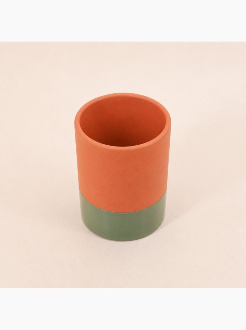 Vase tube en céramique bicolore 17cm Vert - Kiabi