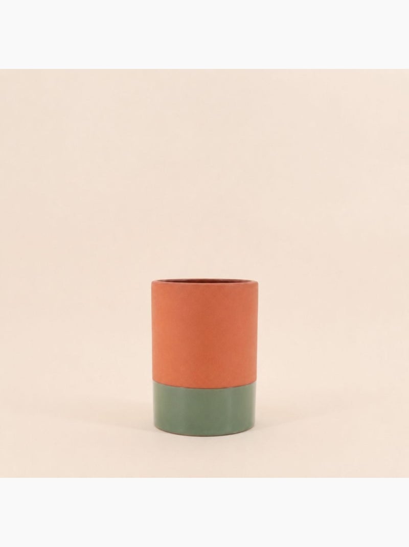 Vase tube en céramique bicolore 17cm Vert - Kiabi