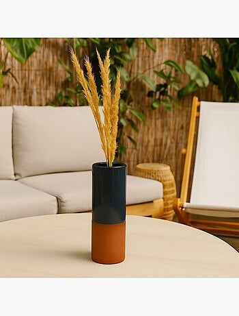 Vase tube en céramique bicolore 25cm