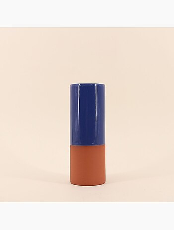 Vase tube en céramique bicolore, H25cm