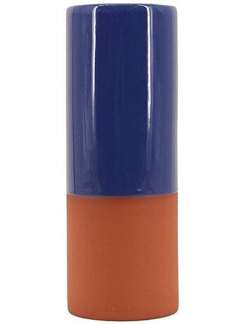 Vase tube en céramique bicolore, H25cm