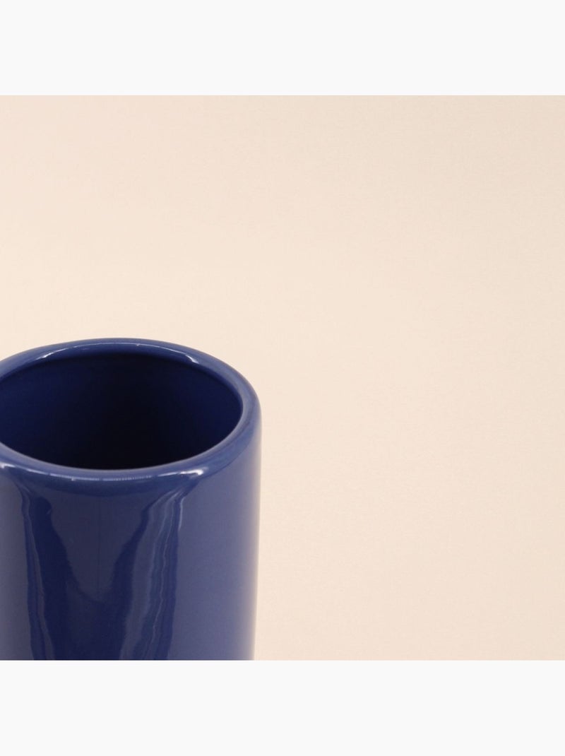 Vase tube en céramique bicolore, H25cm Bleu - Kiabi