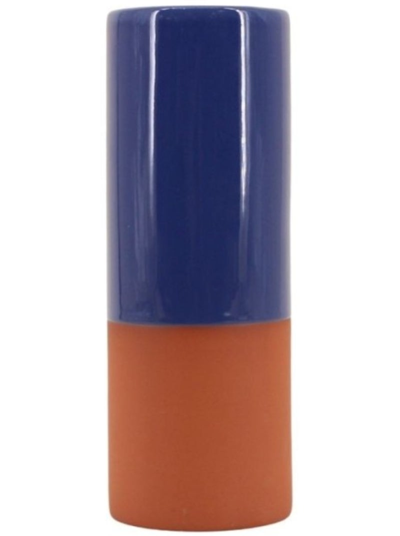 Vase tube en céramique bicolore, H25cm Bleu - Kiabi