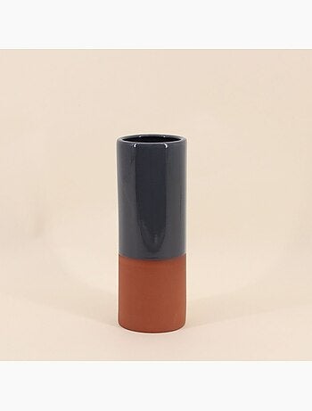 Vase tube en céramique bicolore, H25cm