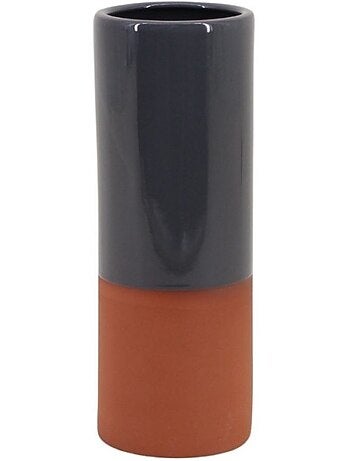 Vase tube en céramique bicolore, H25cm