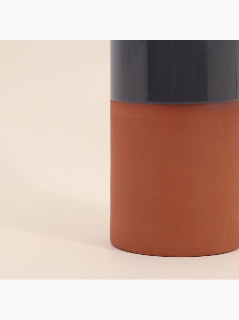 Vase tube en céramique bicolore, H25cm Gris - Kiabi