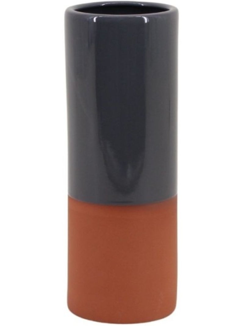 Vase tube en céramique bicolore, H25cm Gris - Kiabi